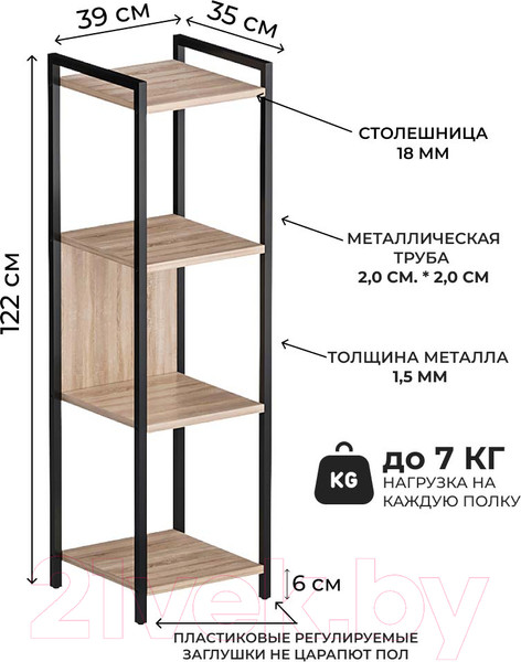Изображение товара Стеллаж Макс Стайл СтМ-1220-Н1145 ST10 (Egger дуб бардолино натуральный Н1145 ST10)