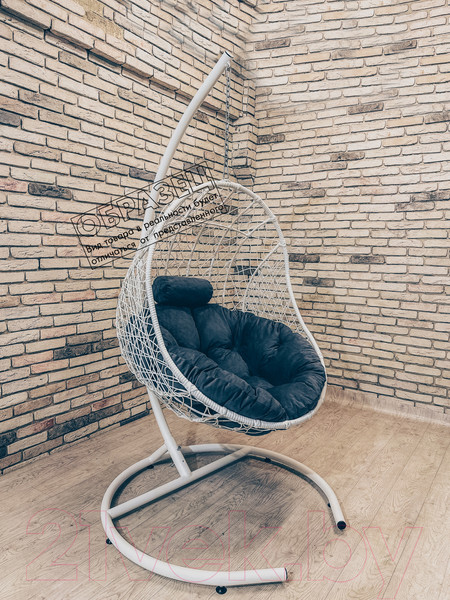 Изображение товара Кресло подвесное Craftmebelby Кокон балконное с подушкой (синий/белый)