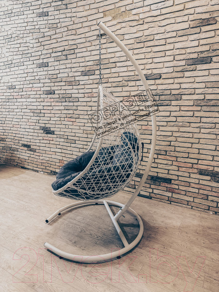 Изображение товара Кресло подвесное Craftmebelby Кокон балконное с подушкой (синий/белый)