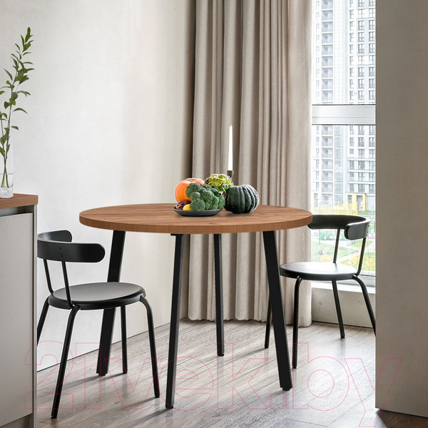 Изображение товара Обеденный стол Millwood Шанхай D110 (дуб табачный Craft/металл черный)