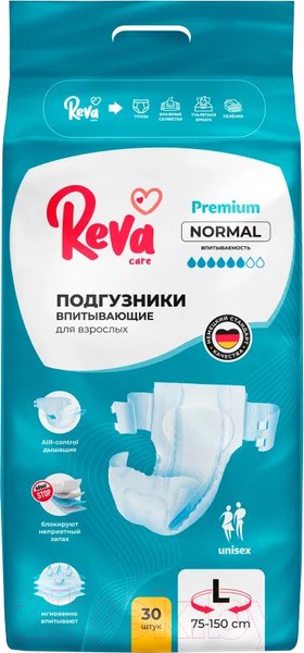 Изображение товара Подгузники для взрослых Reva Care Normal L (30шт)