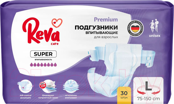 Изображение товара Подгузники для взрослых Reva Care Super L (30шт)