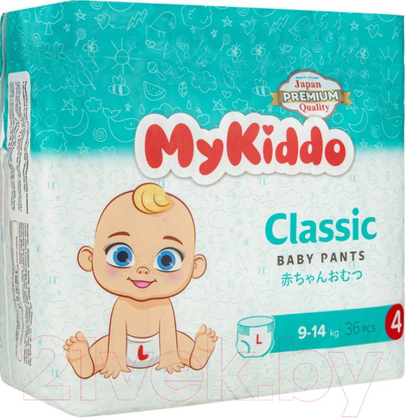 Изображение товара Подгузники-трусики детские MyKiddo Classic L 9-14кг (36шт)
