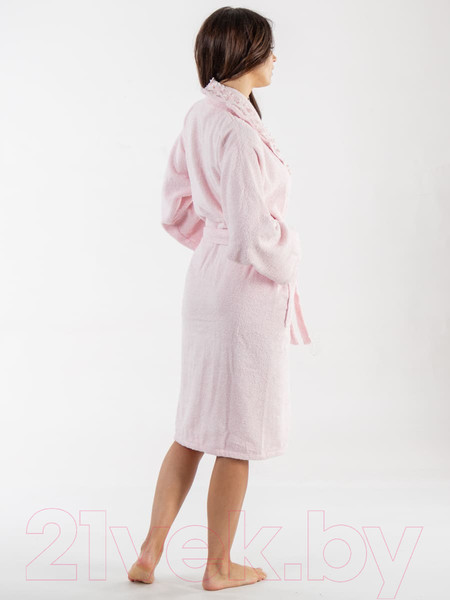 Изображение товара Халат Minteks Махровый / ТВ04-51  (р.46, светло-розовый с кружевом)