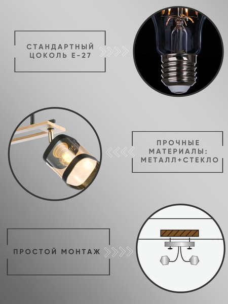 Изображение товара Потолочный светильник Aitin-Pro НПБ 02-2x60-101 / N4718/2 (черный/золото)
