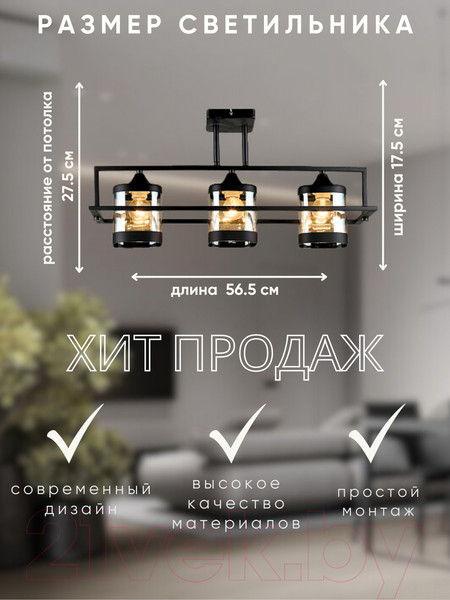 Изображение товара Люстра Aitin-Pro НПБ 02-3x60-101 / N5274/3 (черный)