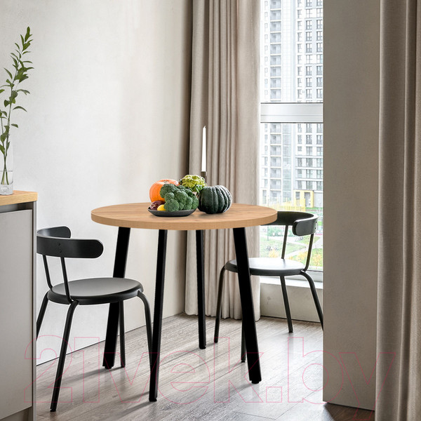 Изображение товара Обеденный стол Millwood Шанхай D90 (дуб золотой Craft/металл черный)