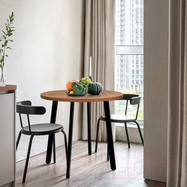 Изображение товара Обеденный стол Millwood Шанхай D90 (дуб табачный Craft/металл черный)