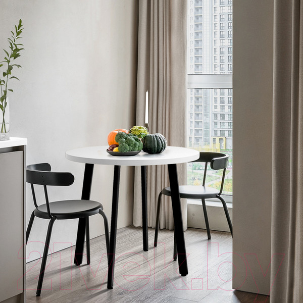 Изображение товара Обеденный стол Millwood Шанхай D90 (белый/металл черный)