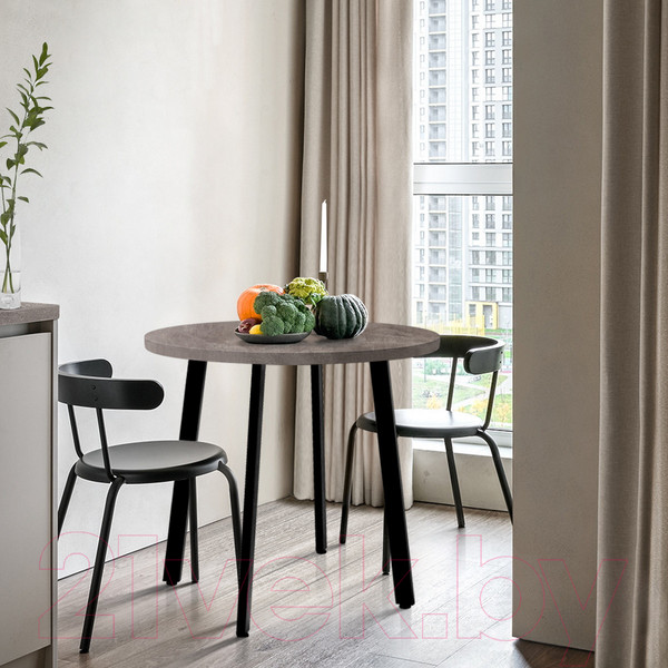 Изображение товара Обеденный стол Millwood Шанхай D90 (бетон/металл черный)