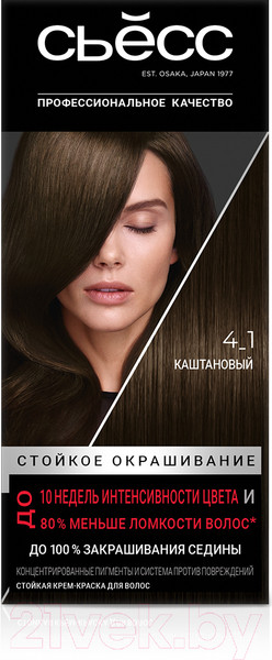 Изображение товара Крем-краска для волос Сьёсс Salonplex Permanent Coloration 4-1 (каштановый)