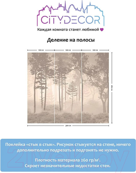 Изображение товара Фотообои листовые Citydecor Таинственный лес 10 (300x260см)