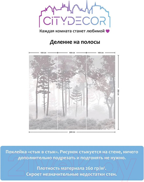 Изображение товара Фотообои листовые Citydecor Таинственный лес 15 (300x260см)