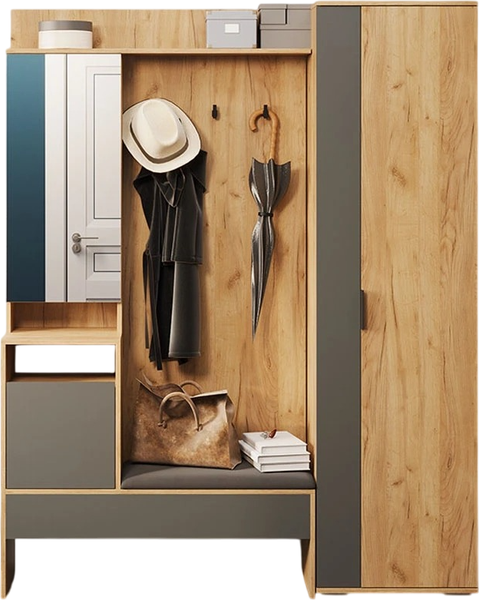 Изображение товара Секция в прихожую ТриЯ Эвита №2 (дуб крафт золотой/графит серый)