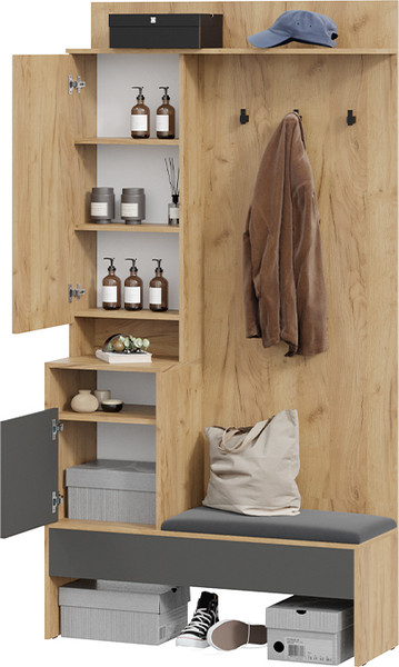 Изображение товара Секция в прихожую ТриЯ Эвита №2 (дуб крафт золотой/графит серый)