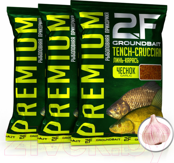 Изображение товара Набор для прикормки 2F Premium Линь-карась Чеснок (3кг, коричневый)