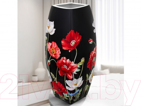 Изображение товара Ваза Elan Gallery Маки на черном / 420595