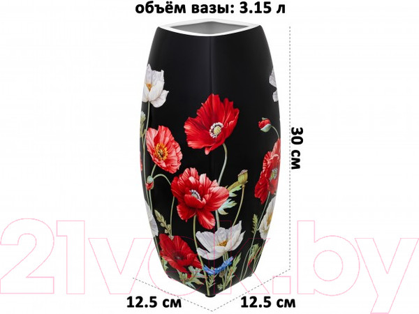 Изображение товара Ваза Elan Gallery Маки на черном / 420595