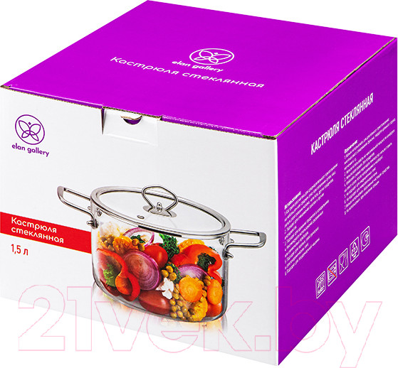 Изображение товара Кастрюля Elan Gallery Crystal glass / 360170 