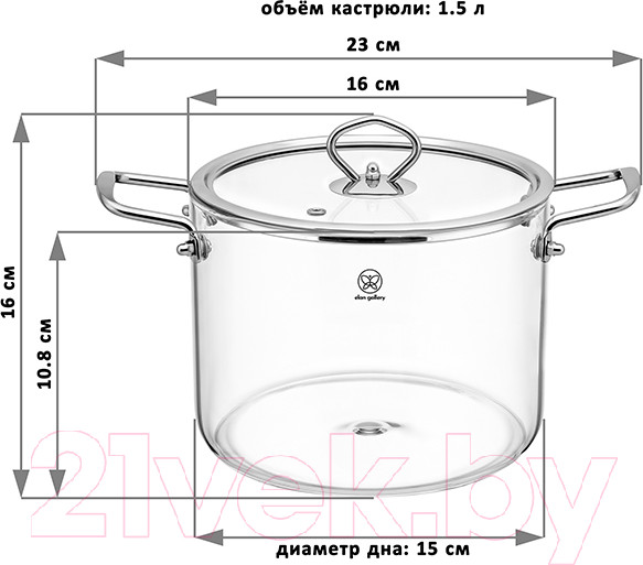 Изображение товара Кастрюля Elan Gallery Crystal glass / 360170 