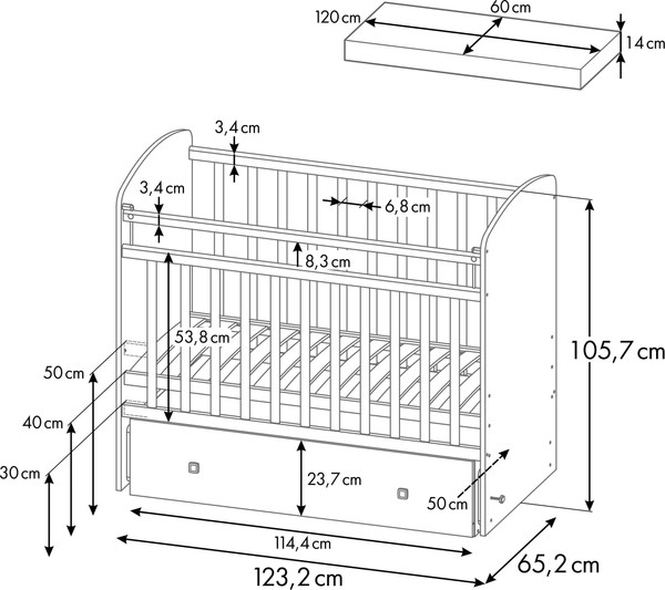 Изображение товара Детская кроватка Фея 750 Звездное сияние / 0002551.9.18 (белый)