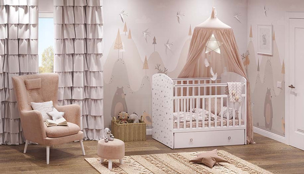 Изображение товара Детская кроватка Фея 750 Звездное сияние / 0002551.9.18 (белый)