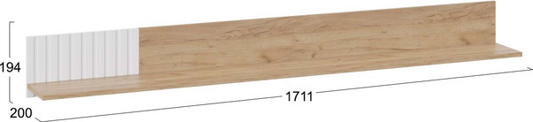 Изображение товара Полка ТриЯ Хилтон исп.3 (дуб крафт золотой/белый матовый)