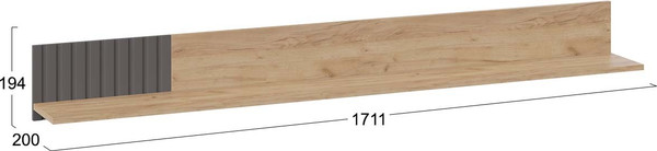 Изображение товара Полка ТриЯ Хилтон исп.3 (дуб крафт золотой/графит матовый)