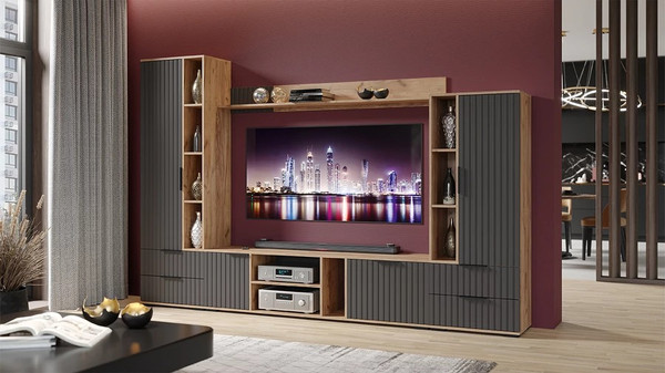 Изображение товара Полка ТриЯ Хилтон исп.3 (дуб крафт золотой/графит матовый)