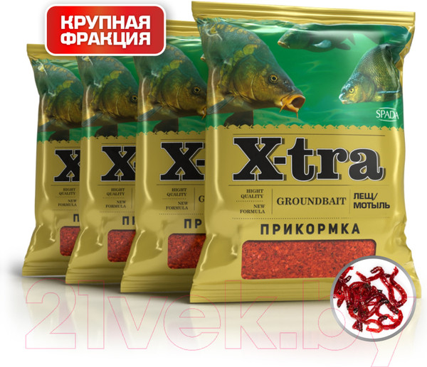 Изображение товара Набор для прикормки X-tra Лещ мотыль красный крупная фракция (3кг)