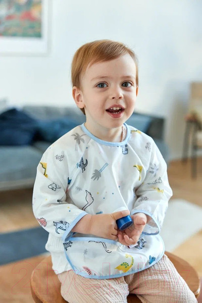 Изображение товара Рубашка для кормления Bebekevi BEVI1395 (голубой динозавр)