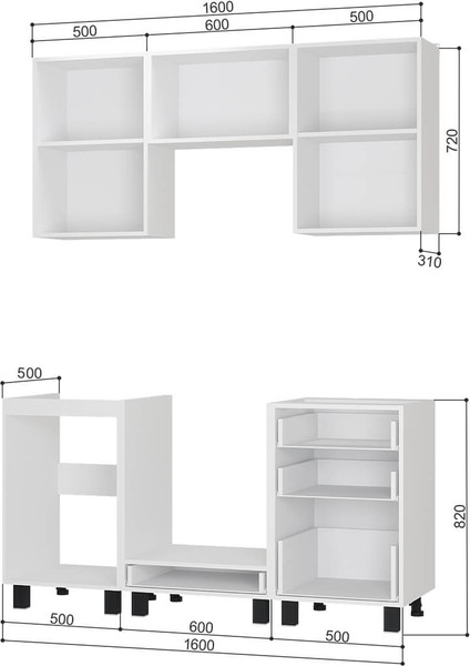 Изображение товара Кухонный гарнитур BTS Сканди 1.6 (белый/бетон пайн светлый)