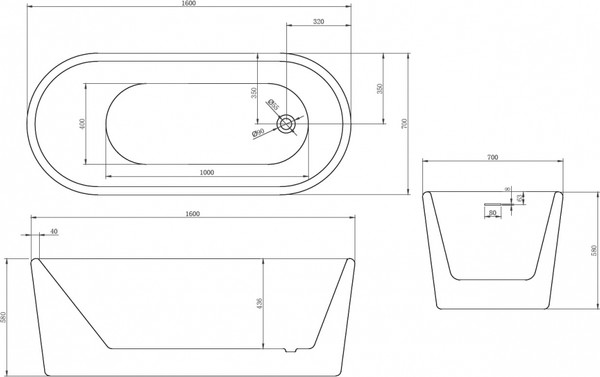 Изображение товара Ванна акриловая Abber AB9272-1.6
