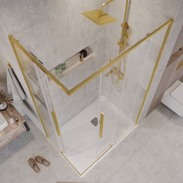 Изображение товара Душевой уголок Grossman Galaxy 100x90x195 / 300.K33.01.1090.32.00 (золото сатин/прозрачное стекло)