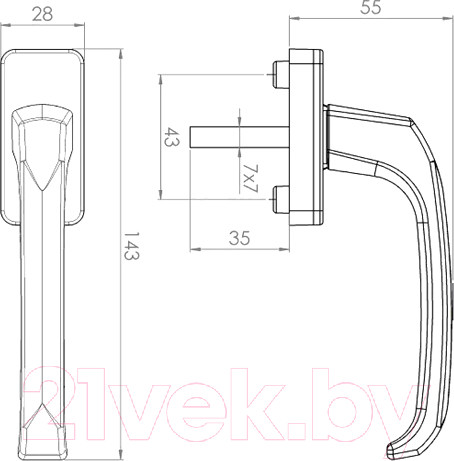 Изображение товара Ручка оконная No Brand Hermo 35мм (белый)