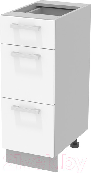 Изображение товара Шкаф-стол кухонный Интерлиния Компо НШ30рш3 1м+2б (белый платинум)