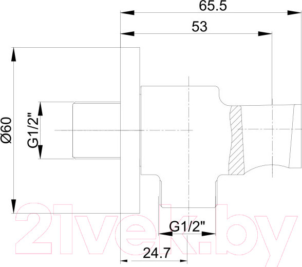 Изображение товара Подключение для душевого шланга E.C.A 102199603C1EX (черный матовый)