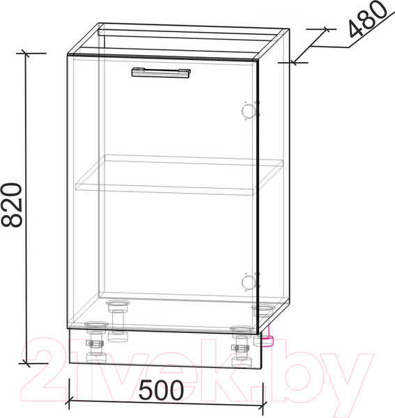 Изображение товара Шкаф-стол кухонный Интерлиния Компо НШ50р-1дв (персидский жемчуг)