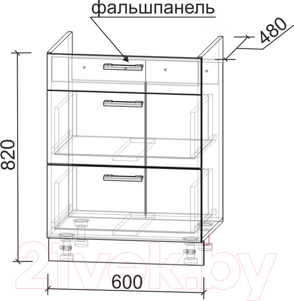 Изображение товара Шкаф-стол кухонный Интерлиния Компо НШ60ВП (белый платинум)