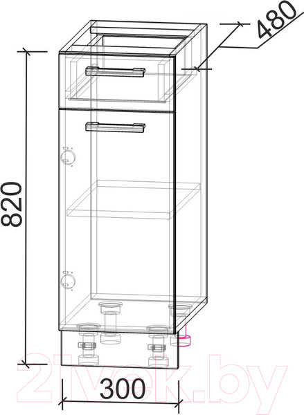 Изображение товара Шкаф-стол кухонный Интерлиния Компо НШ30рш1 (персидский жемчуг)