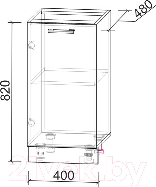 Изображение товара Шкаф-стол кухонный Интерлиния Компо НШ40р-1дв (персидский жемчуг)