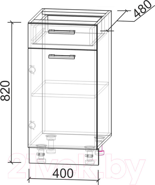 Изображение товара Шкаф-стол кухонный Интерлиния Компо НШ40рш1 (персидский жемчуг)