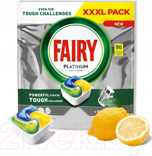 Изображение товара Капсулы для посудомоечных машин Fairy Platinum All in 1 Лимон (96шт)