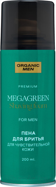 Изображение товара Пена для бритья Organic Men MegaGreen Для чувствительной кожи (200мл)