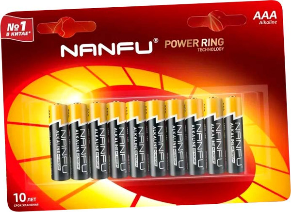Изображение товара Комплект батареек Nanfu Щелочные AAA (10шт)
