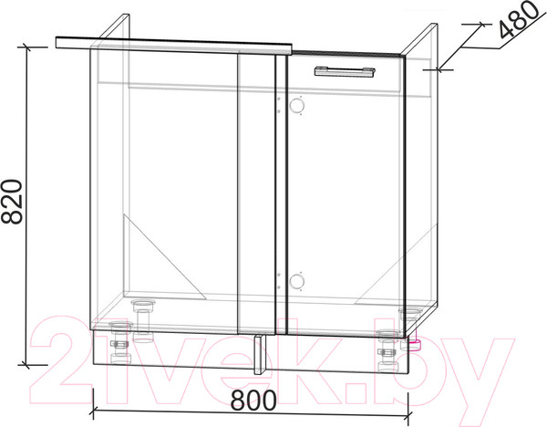 Изображение товара Шкаф под мойку Интерлиния Компо НШ88-М.П (вудлайн)
