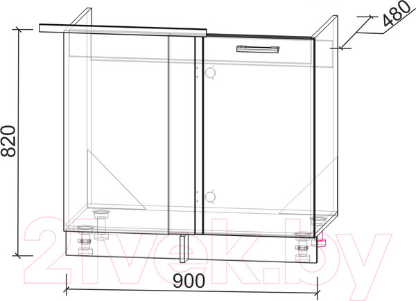 Изображение товара Шкаф под мойку Интерлиния Компо НШ98-М.П (персидский жемчуг)