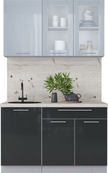 Изображение товара Кухонный гарнитур Интерлиния Мила Пластик 1.3 Б (туманный глянец/антрацит/бискайская сосна)