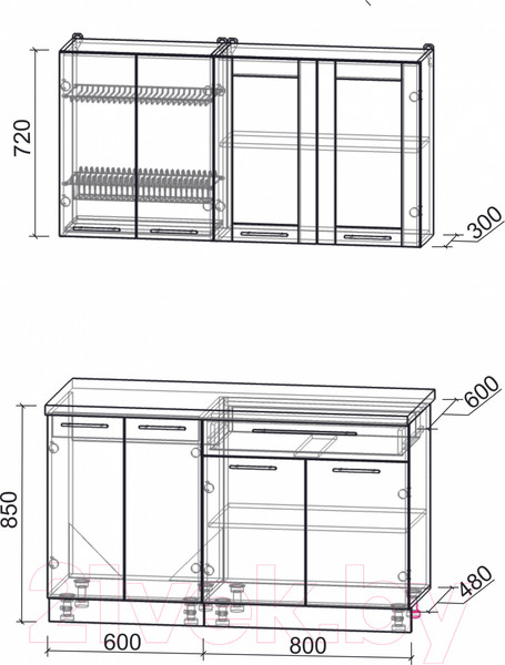 Изображение товара Кухонный гарнитур Интерлиния Мила Пластик 1.4 Б (дуб эпоксид/туманный глянец/опал светлый)