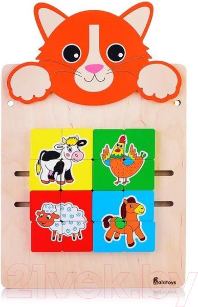 Изображение товара Бизиборд Alatoys Настенная бизидоска Котик / ББ602